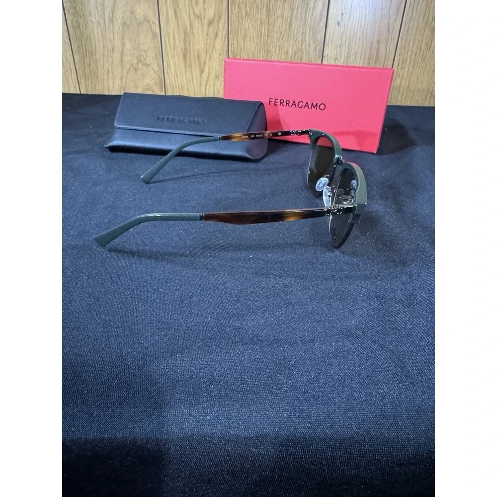NEW‎ Salvatore Ferragamo SF 307S 302 Olive Green CLUBMASTER Sunglasses & Case